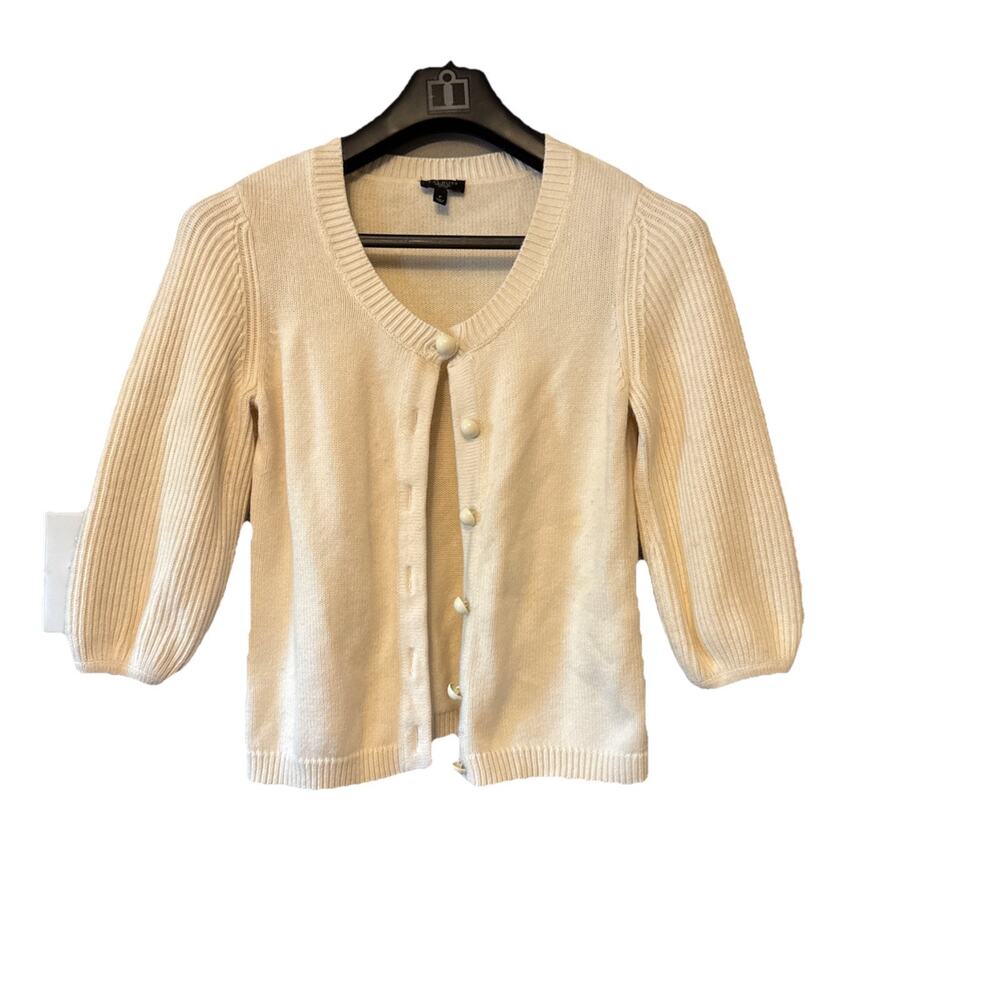 Talbots Petites Womens Ivory Petite P Angora Viscose Cardigan Cottagecore